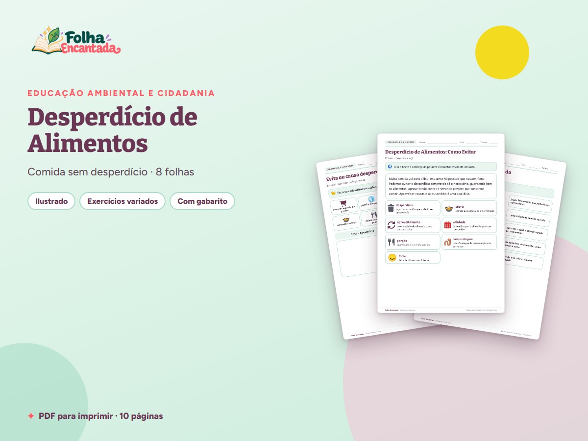 Capa da atividade Desperdício de Alimentos: Como Evitar