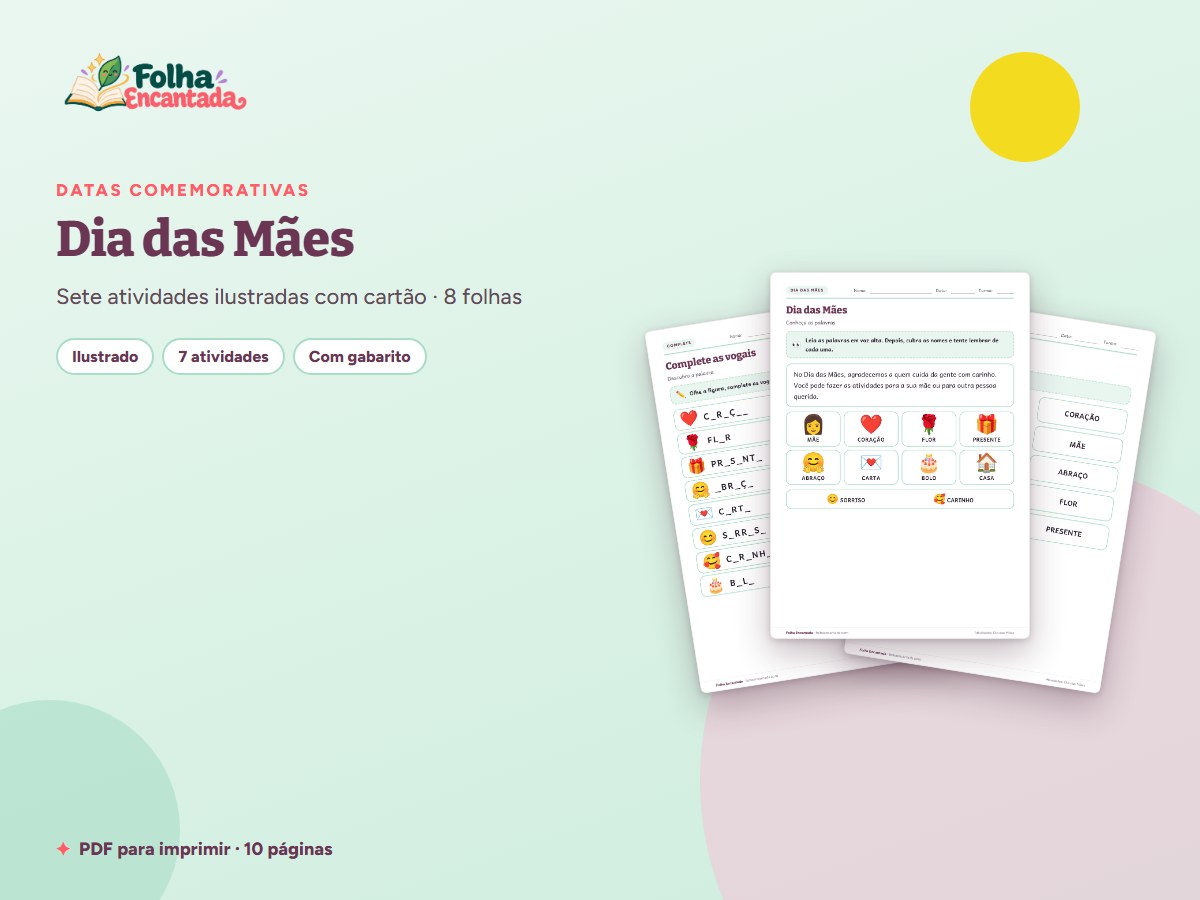 Capa da atividade Dia das Mães: Atividades e Cartão