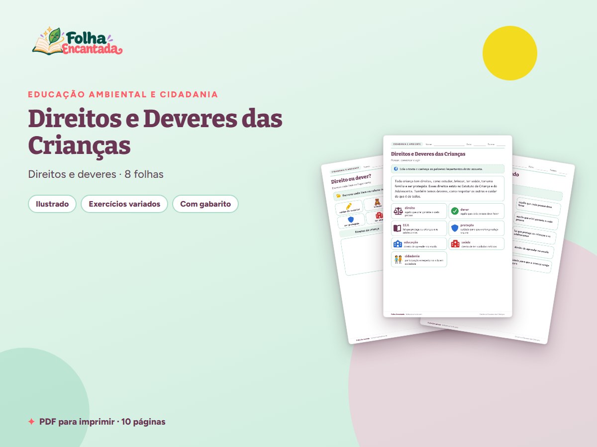 Capa da atividade Direitos e Deveres das Crianças