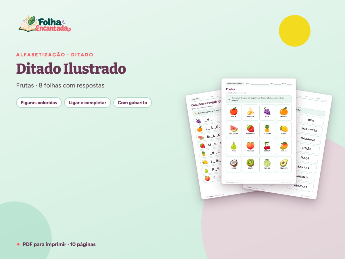 Capa da atividade Ditado Ilustrado: Frutas