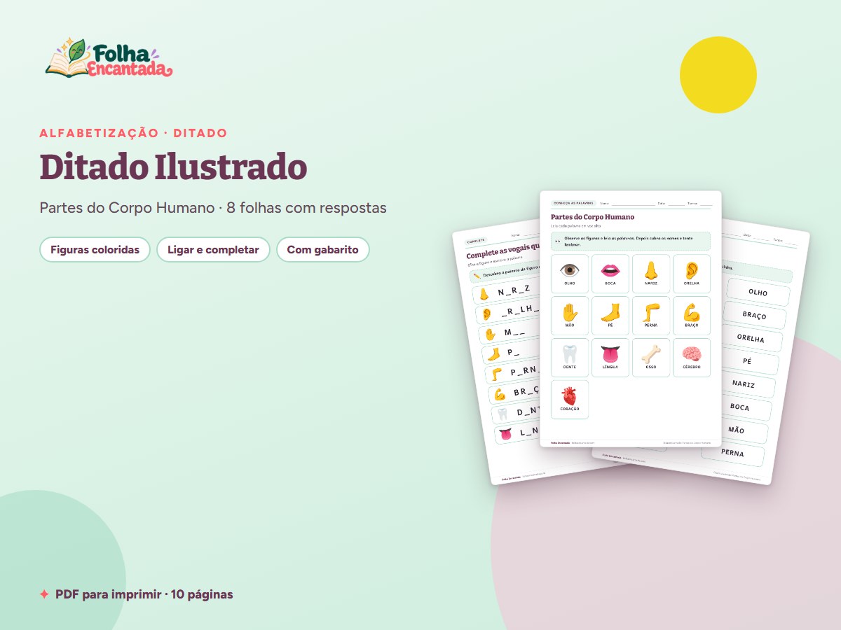 Capa da atividade Ditado Ilustrado: Partes do Corpo Humano