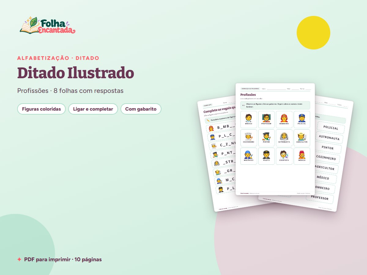 Capa da atividade Ditado Ilustrado: Profissões
