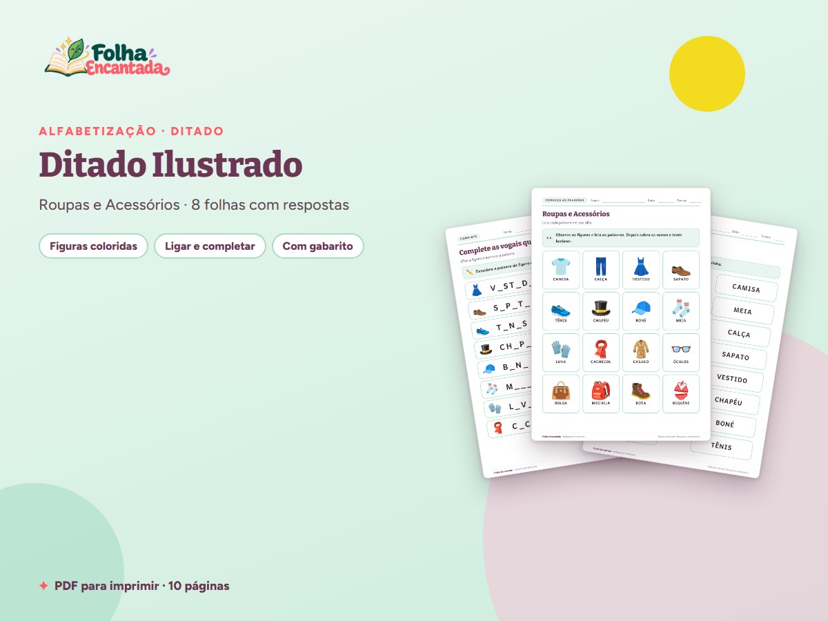 Capa da atividade Ditado Ilustrado: Roupas e Acessórios