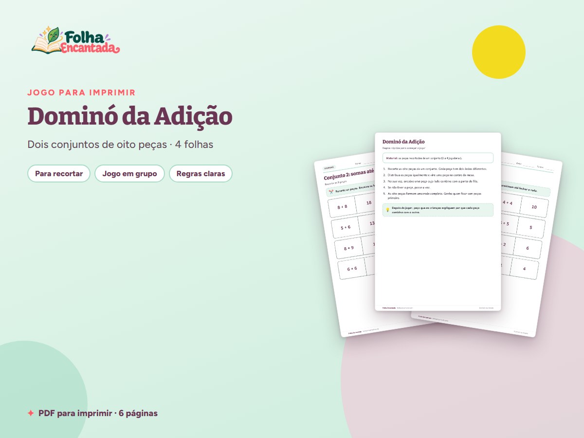 Capa da atividade Dominó da Adição: Contas e Resultados