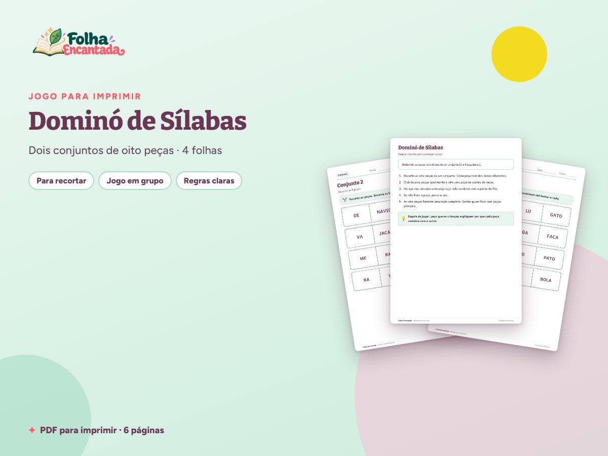 Capa da atividade Dominó de Sílabas: Sílaba e Palavra