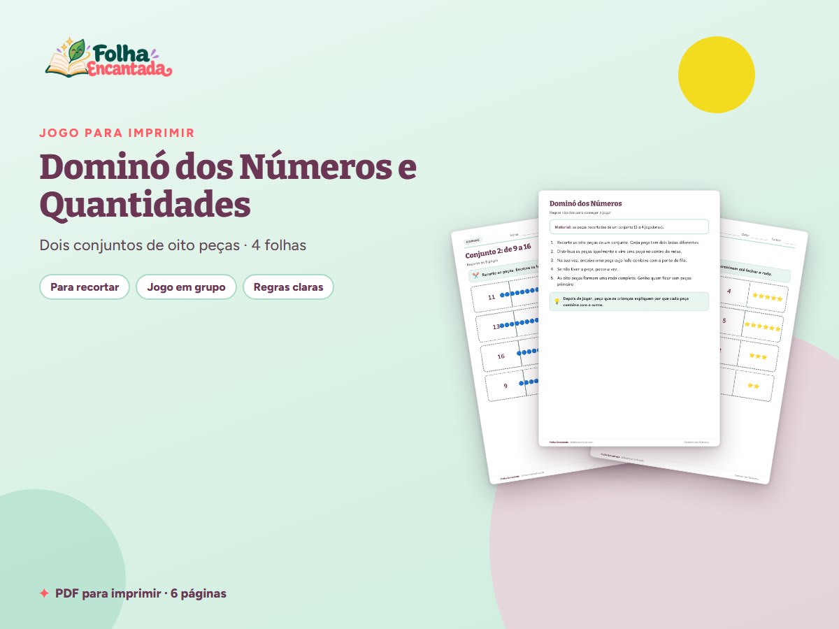 Capa da atividade Dominó dos Números e Quantidades