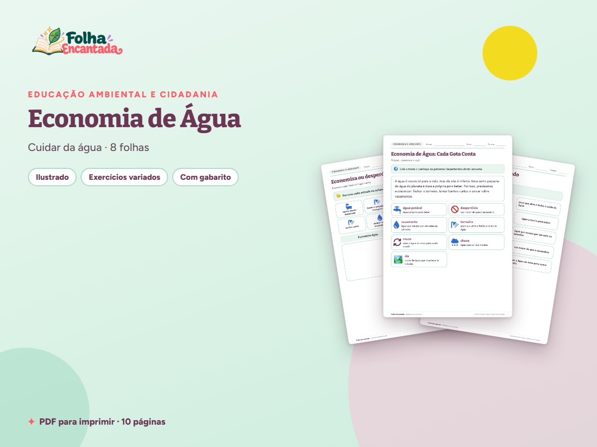 Capa da atividade Economia de Água: Cada Gota Conta