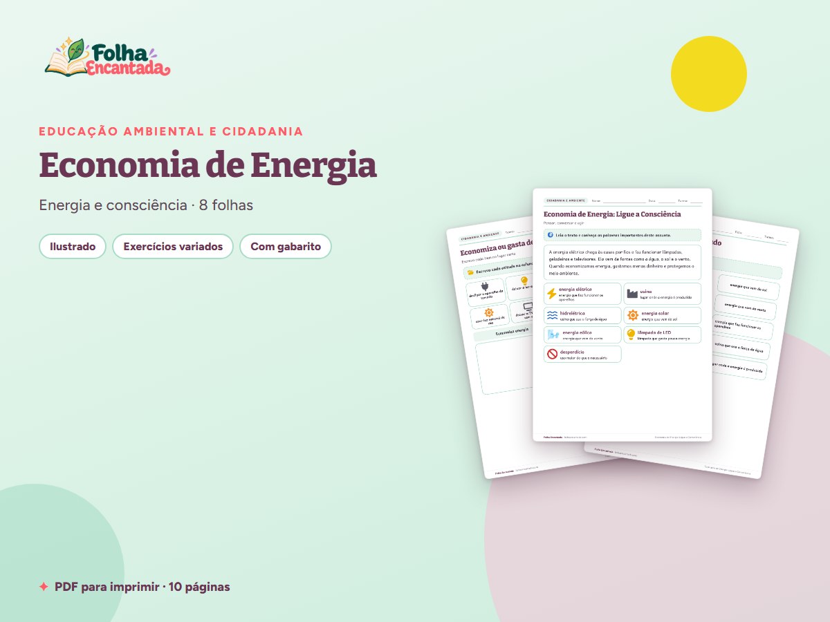 Capa da atividade Economia de Energia: Ligue a Consciência