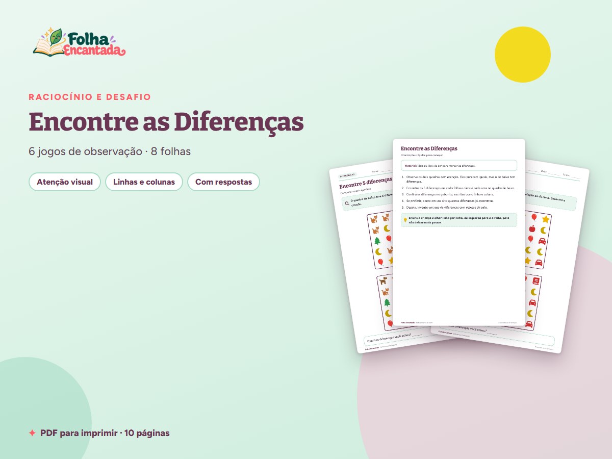 Capa da atividade Encontre as Diferenças: Atenção e Observação