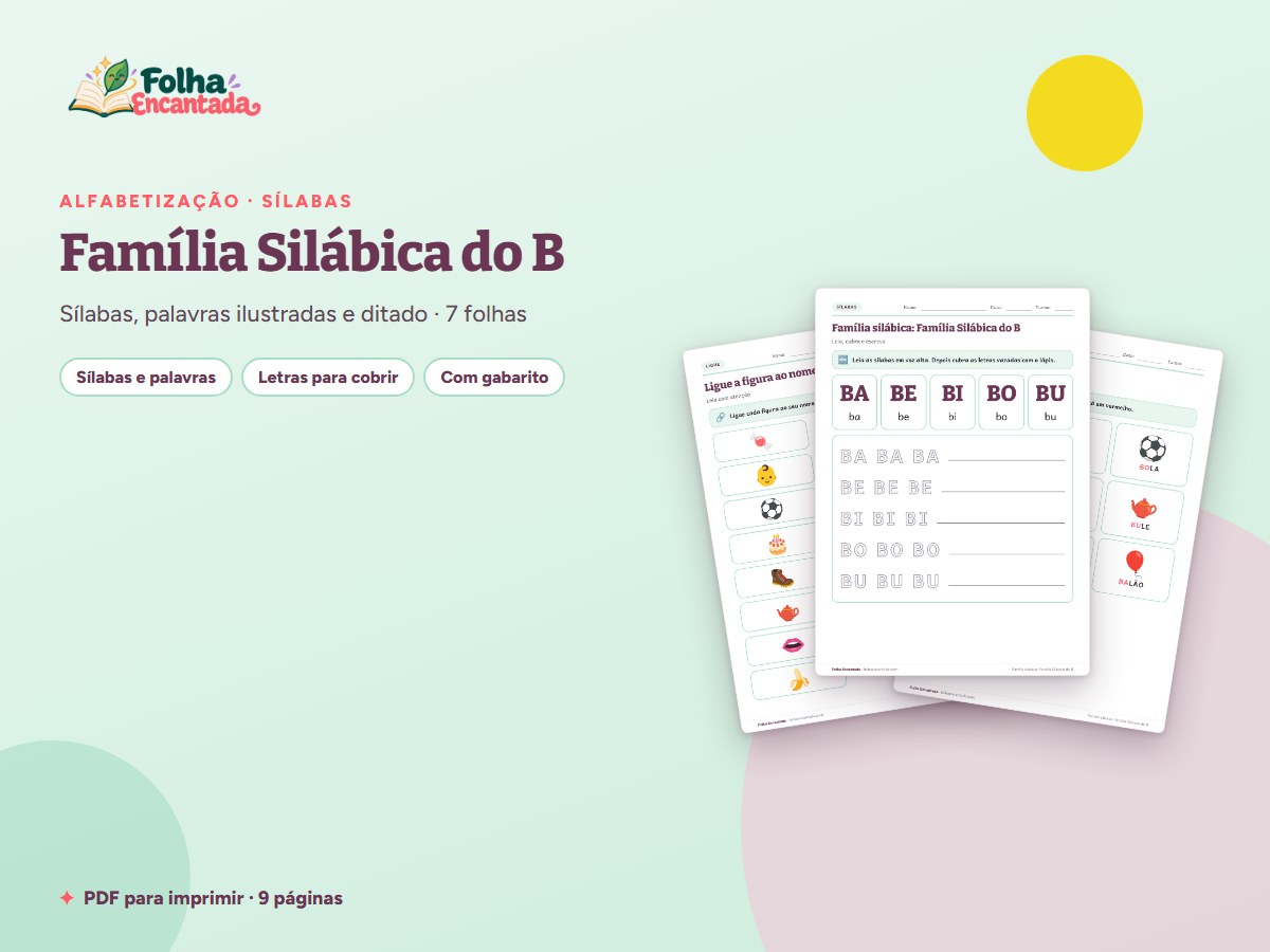 Capa da atividade Família Silábica do B: Sílabas e Palavras