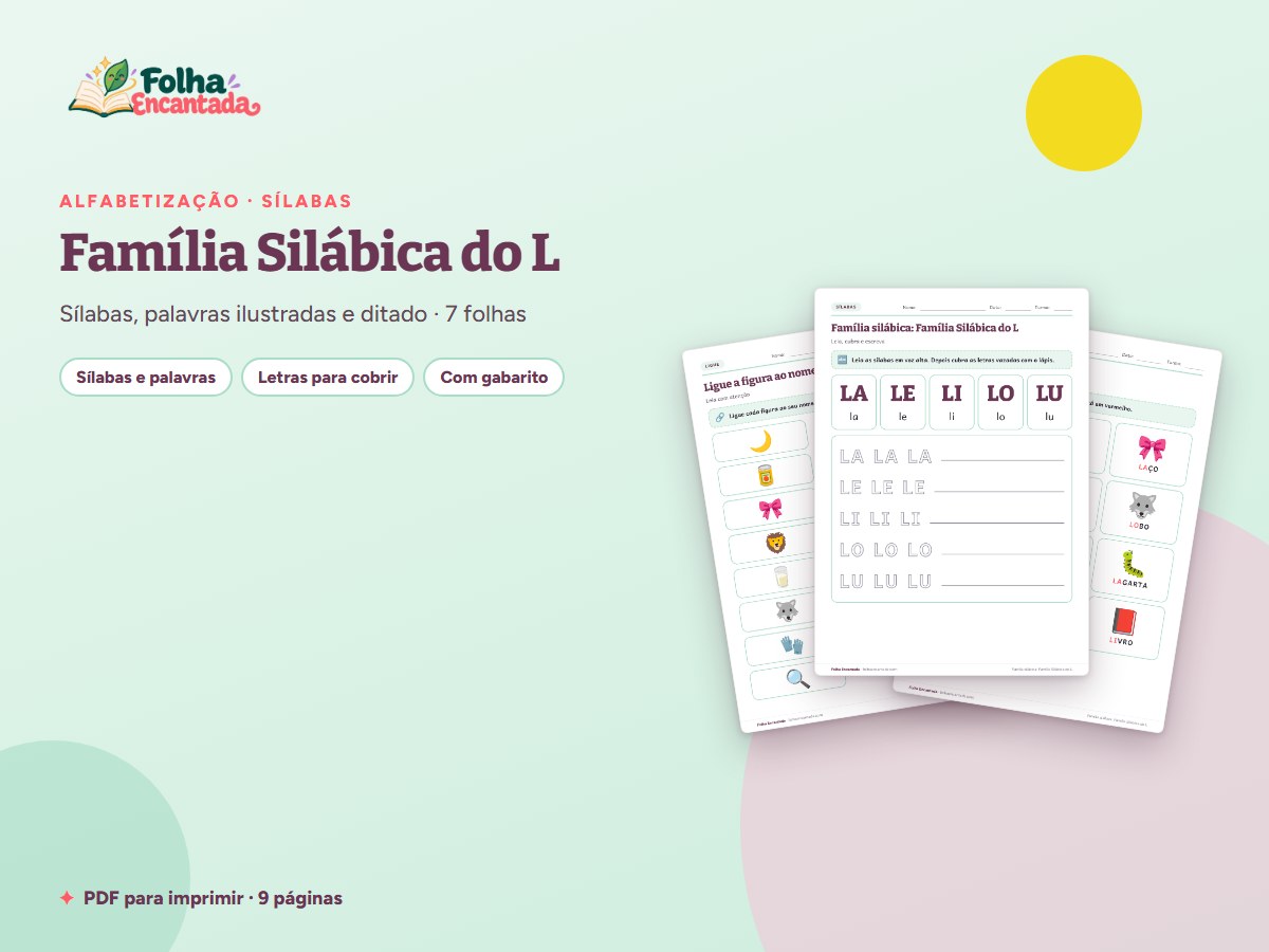 Capa da atividade Família Silábica do L: Sílabas e Palavras