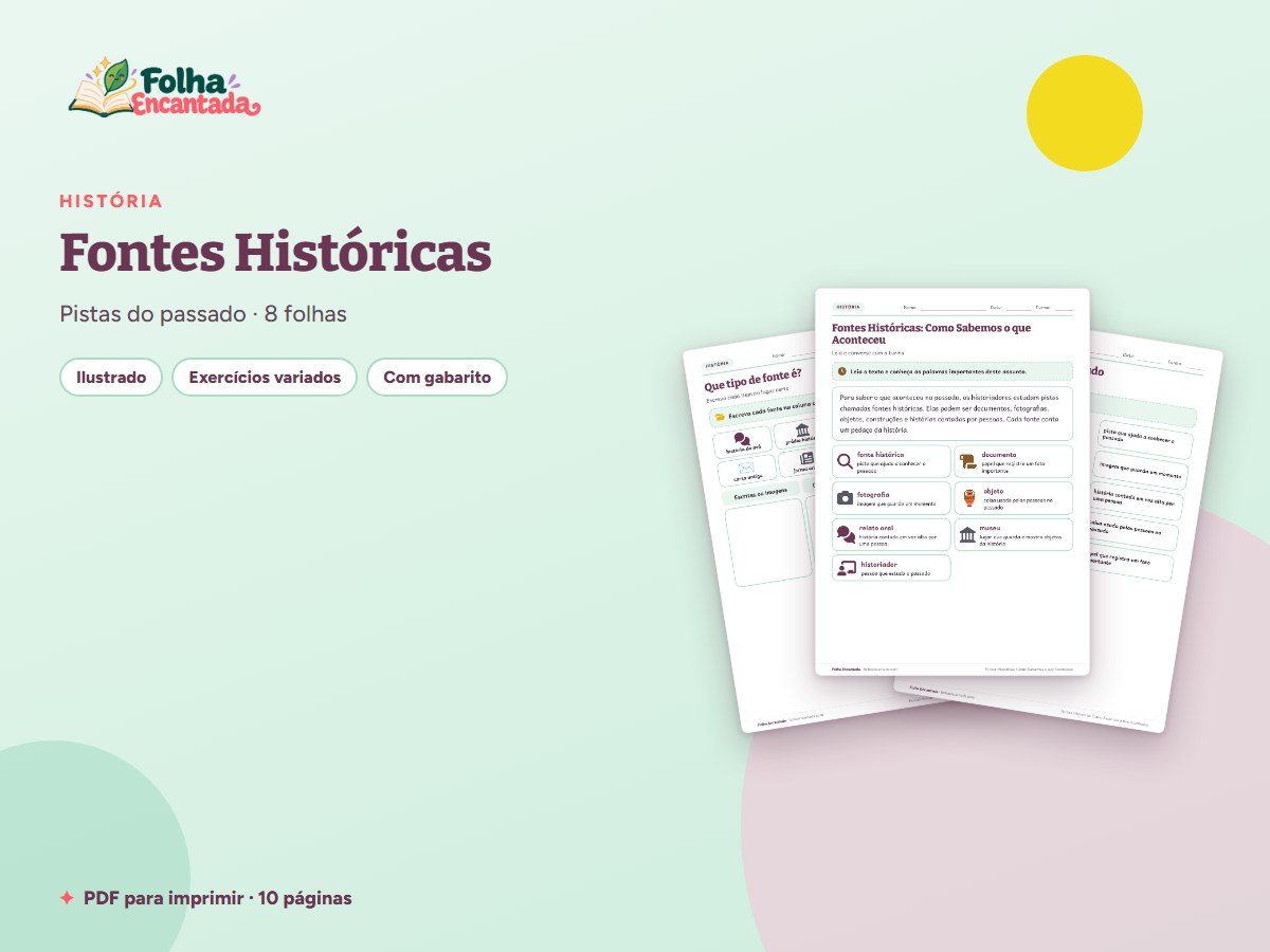 Capa da atividade Fontes Históricas: Como Sabemos o que Aconteceu