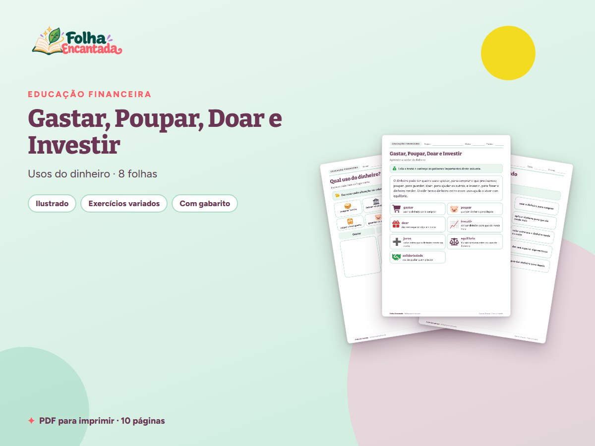 Capa da atividade Gastar, Poupar, Doar e Investir