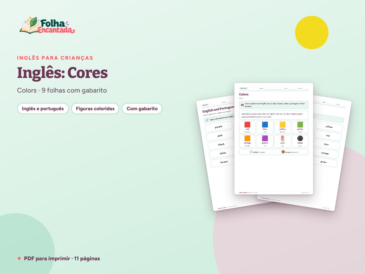 Capa da atividade Inglês para Crianças: Cores