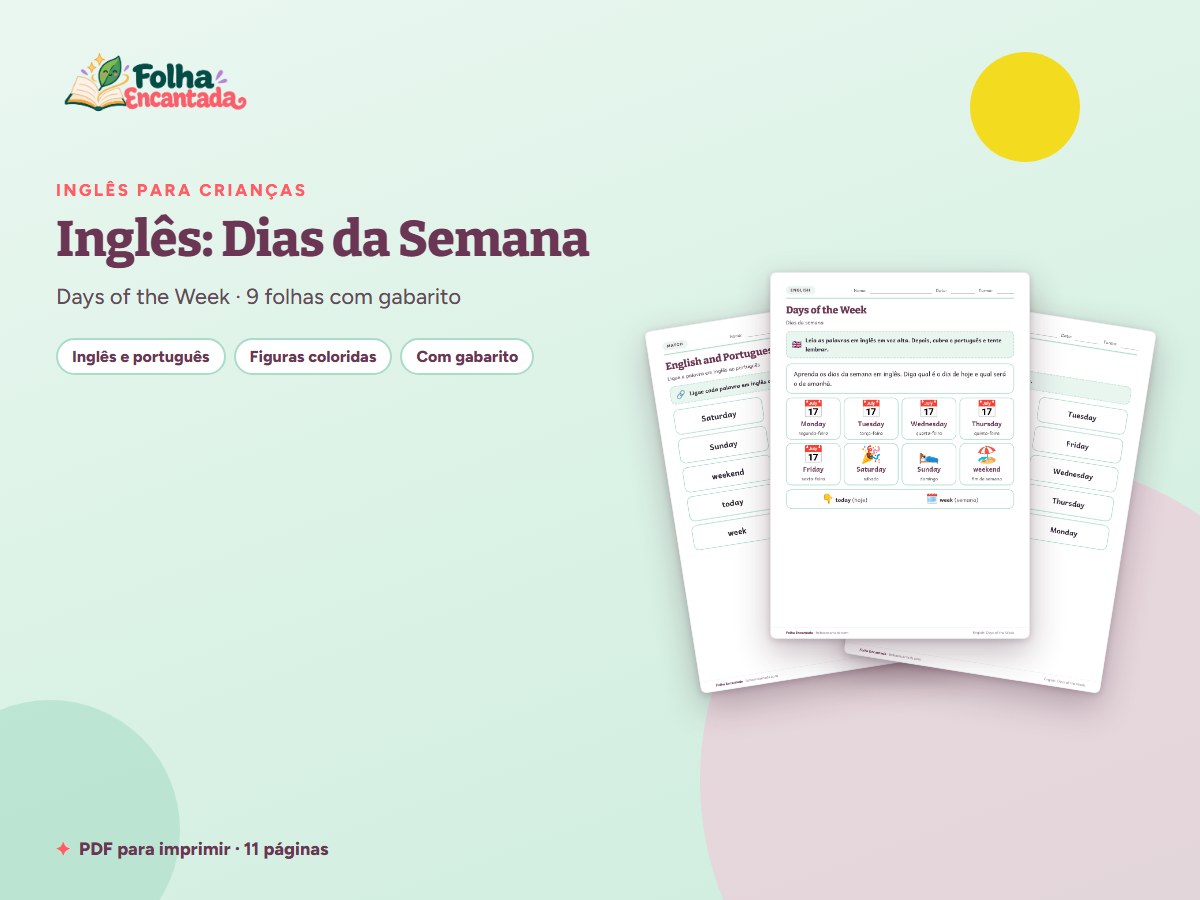Capa da atividade Inglês para Crianças: Dias da Semana