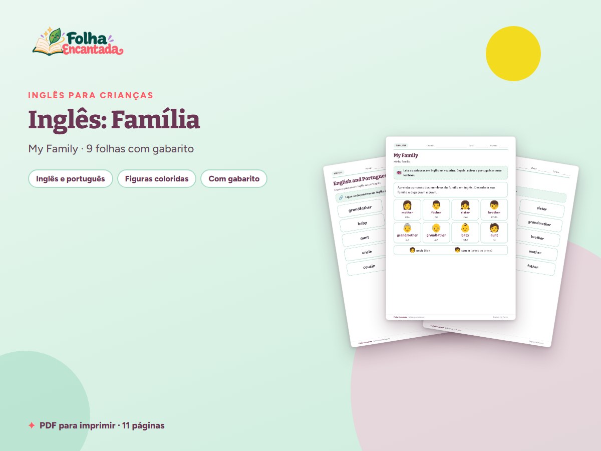 Capa da atividade Inglês para Crianças: Família
