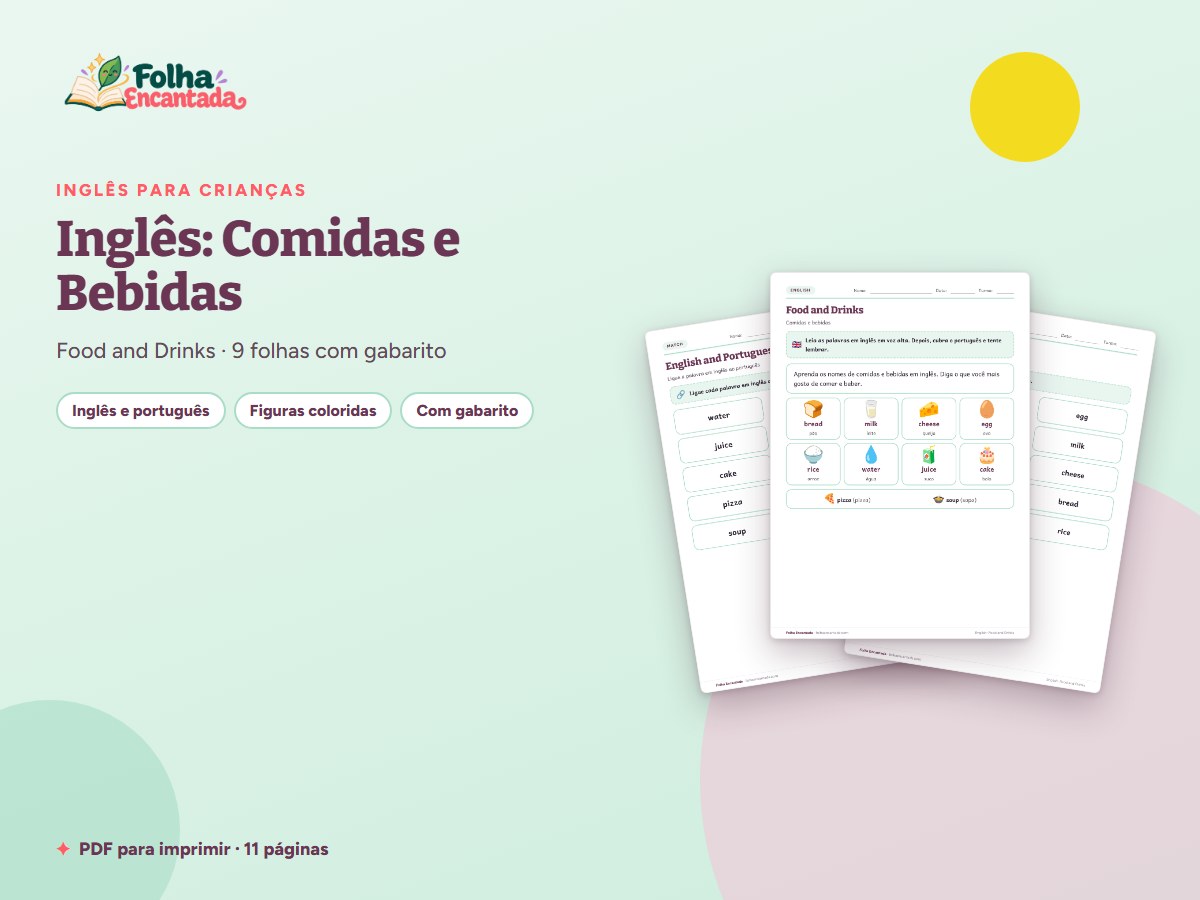 Capa da atividade Inglês para Crianças: Comidas e Bebidas