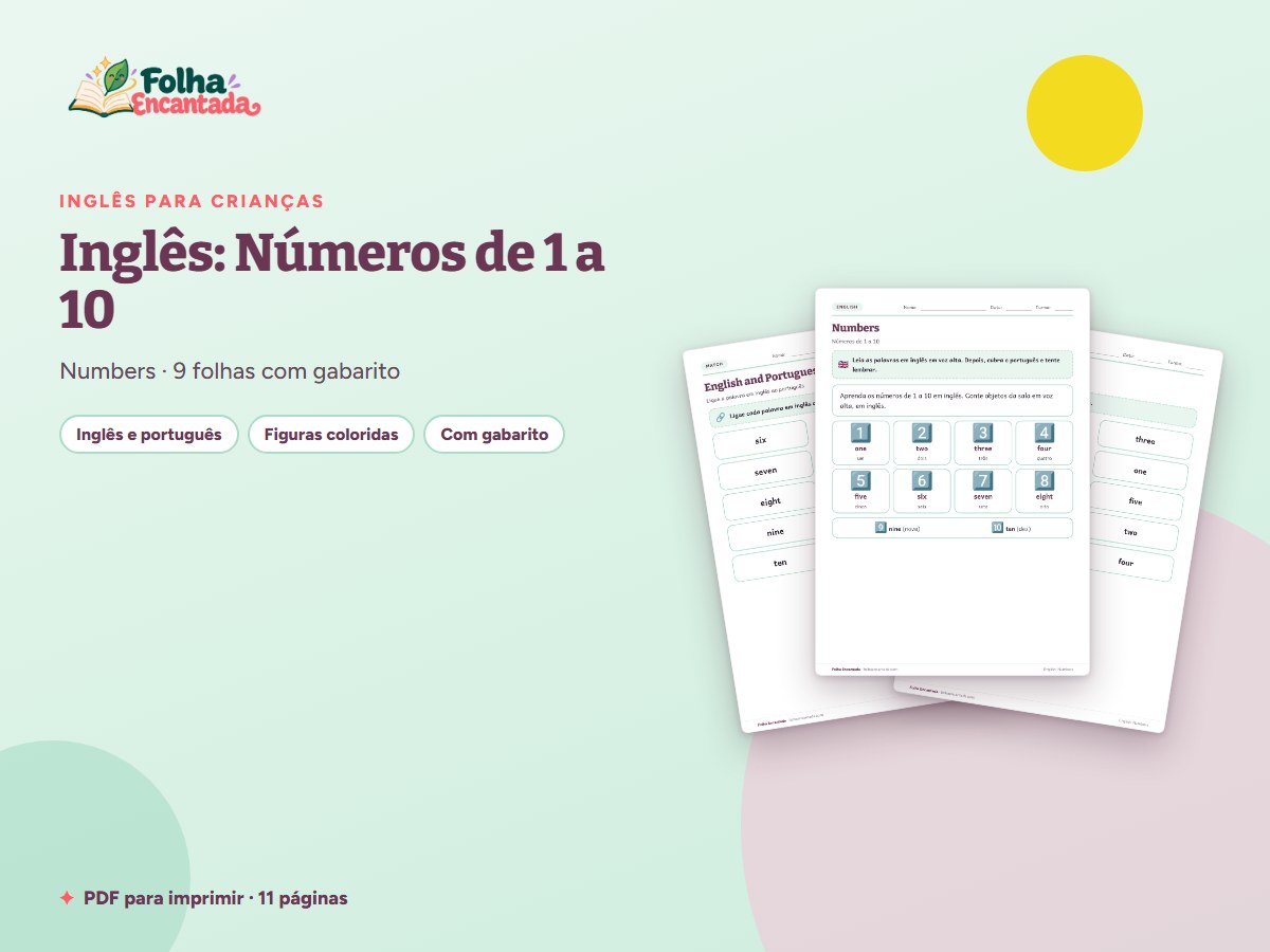 Capa da atividade Inglês para Crianças: Números de 1 a 10