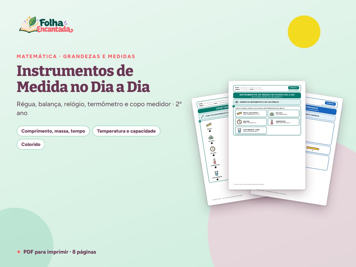 Capa da atividade Instrumentos de Medida no Dia a Dia para o 2º Ano