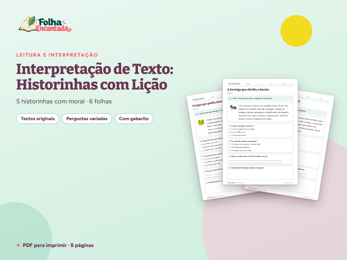 Capa da atividade Interpretação de Texto: Historinhas com Lição