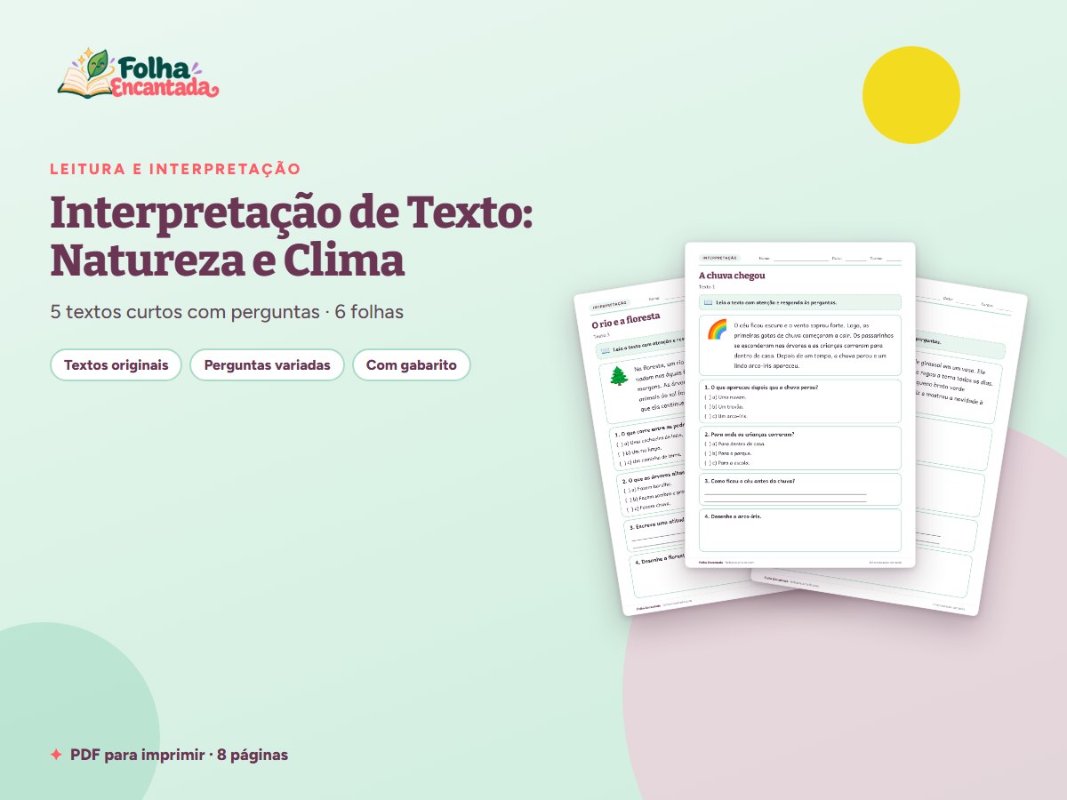 Capa da atividade Interpretação de Texto: Natureza e Clima