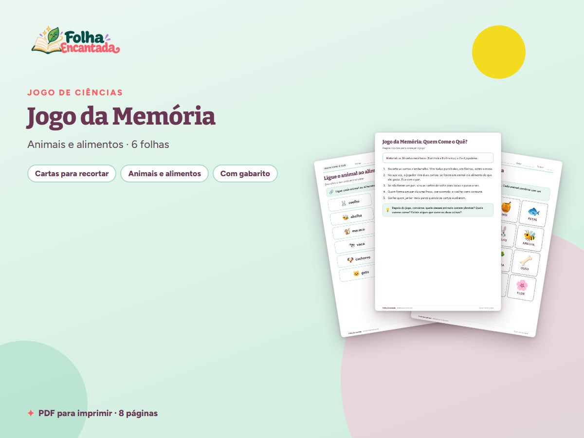 Capa da atividade Jogo da Memória: Quem Come o Quê?