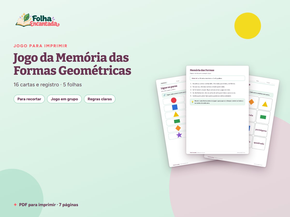 Capa da atividade Jogo da Memória das Formas Geométricas