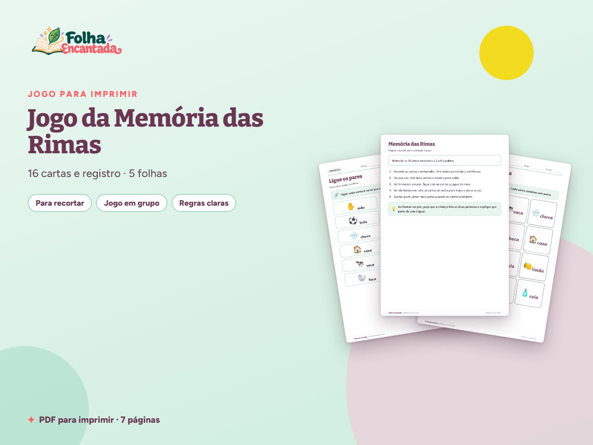 Capa da atividade Jogo da Memória das Rimas