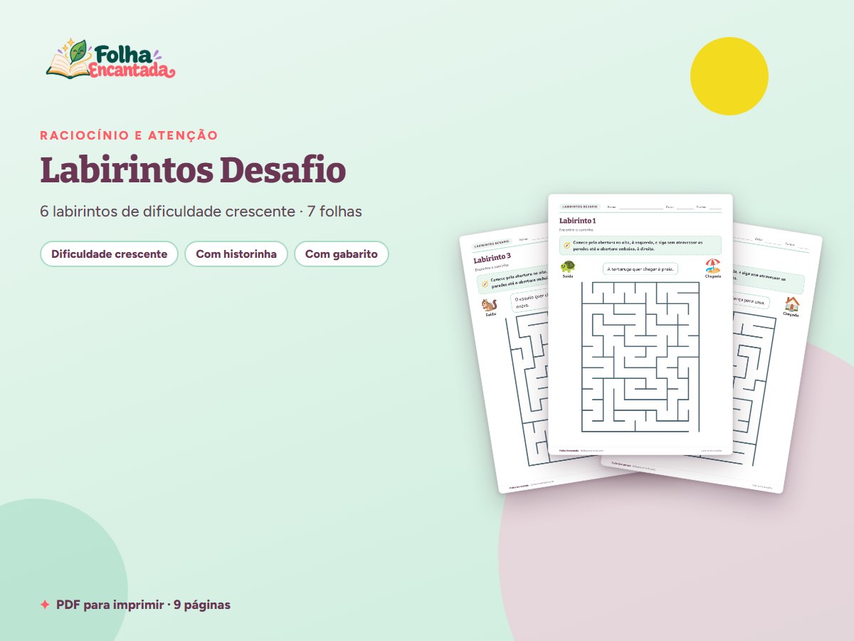 Capa da atividade Labirintos Desafio: Médios e Difíceis