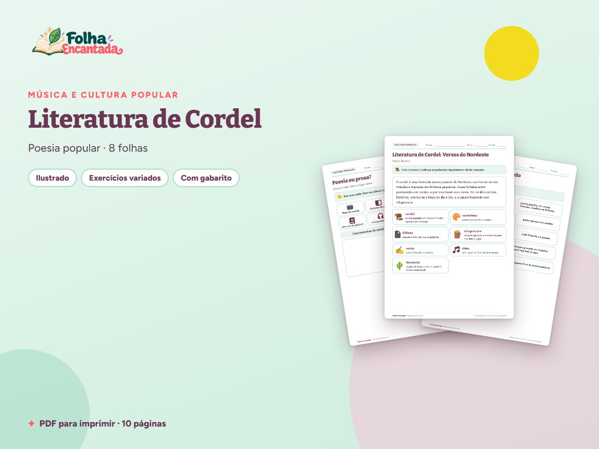 Capa da atividade Literatura de Cordel: Versos do Nordeste
