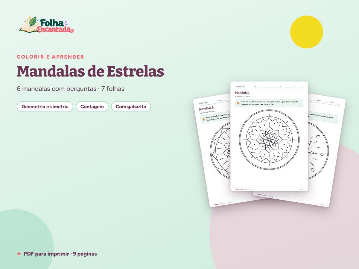 Capa da atividade Mandalas de Estrelas para Colorir