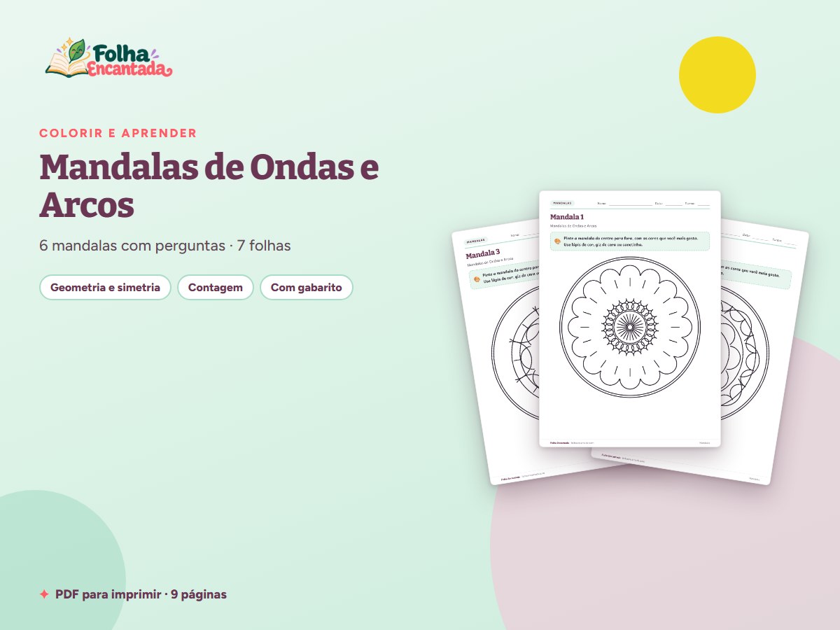 Capa da atividade Mandalas de Ondas e Arcos para Colorir