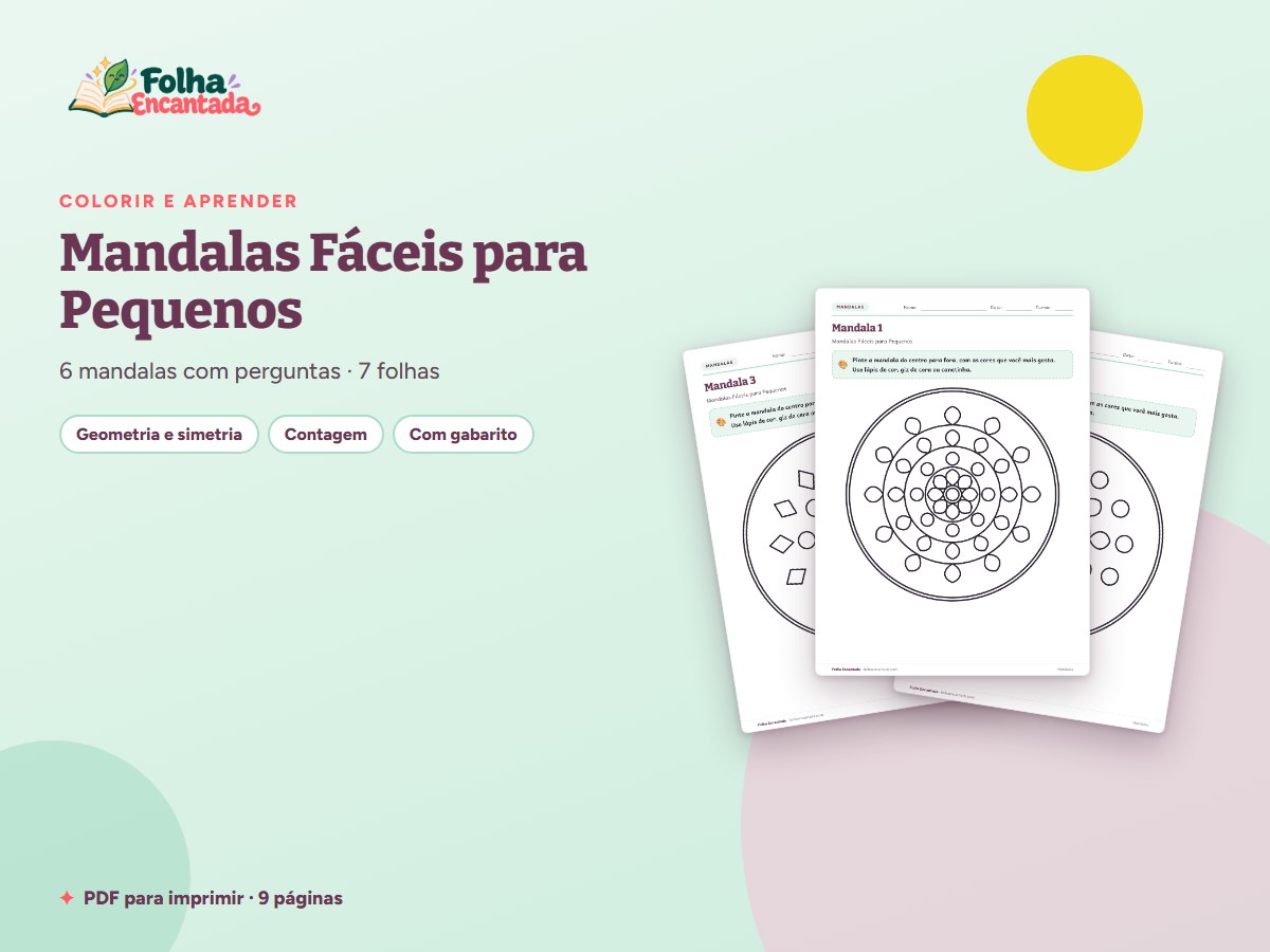 Capa da atividade Mandalas Fáceis para Pequenos para Colorir