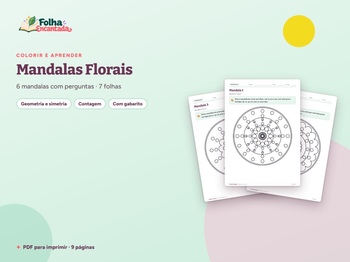 Capa da atividade Mandalas Florais para Colorir