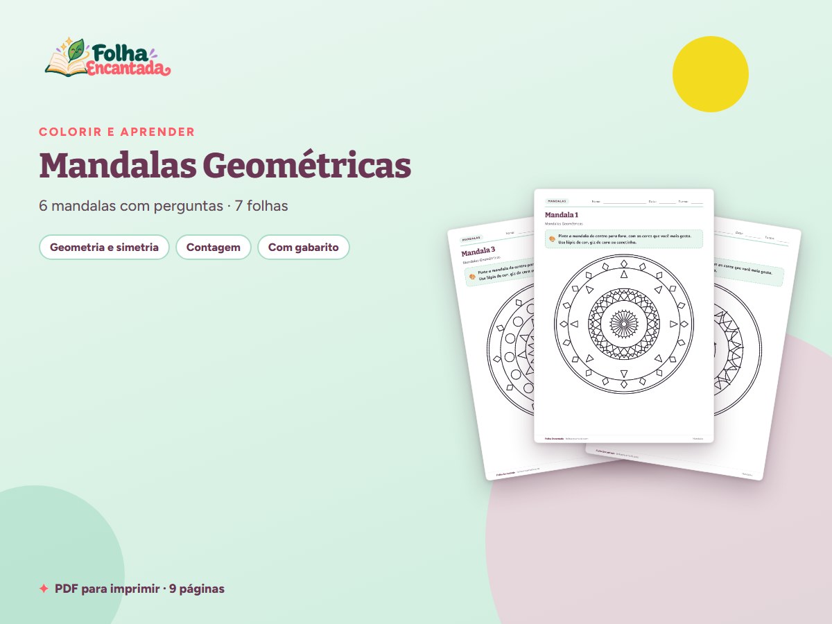 Capa da atividade Mandalas Geométricas para Colorir