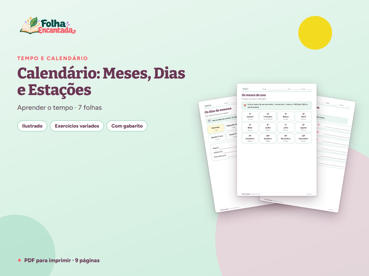 Capa da atividade Meses, Dias da Semana e Estações do Ano