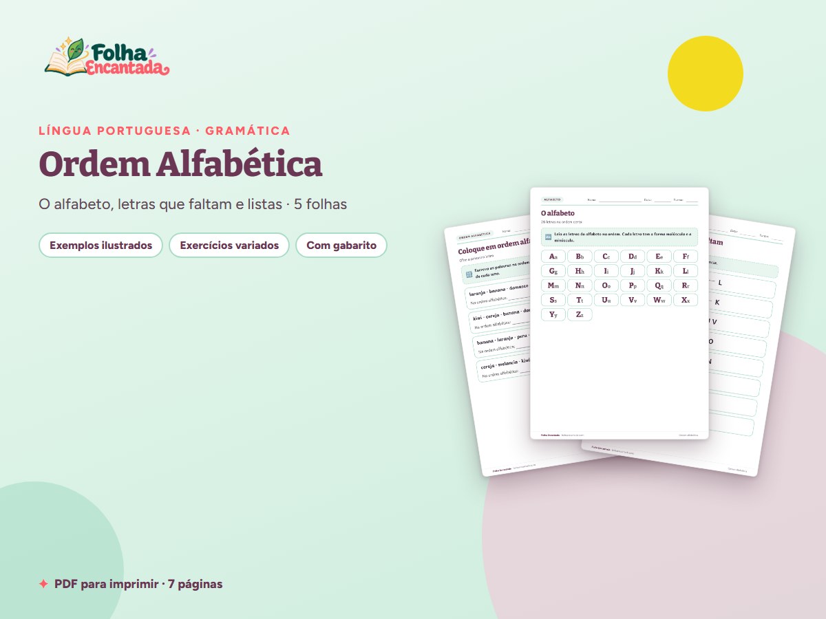 Capa da atividade Ordem Alfabética: Alfabeto e Listas