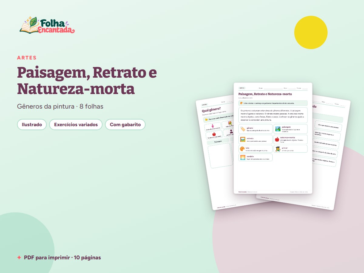 Capa da atividade Paisagem, Retrato e Natureza-morta