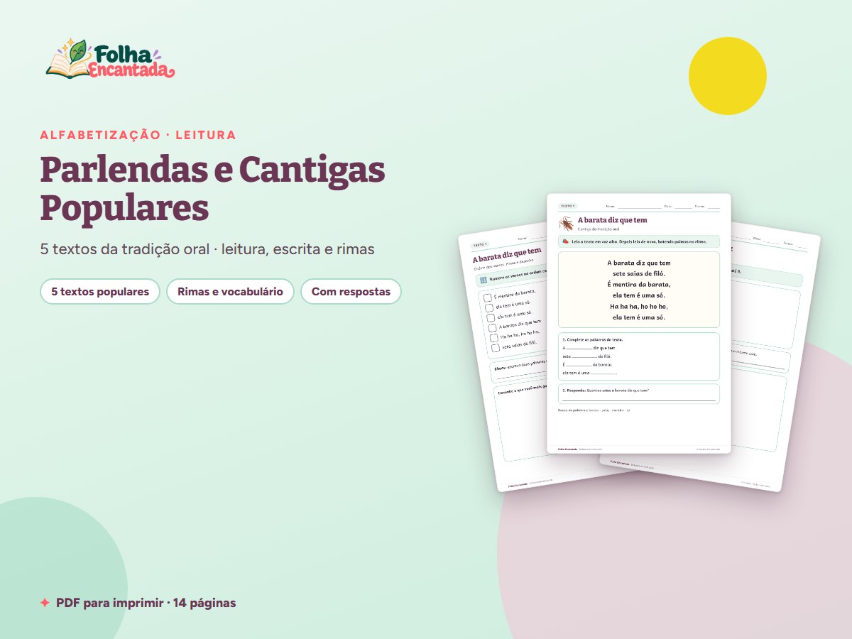 Capa da atividade Parlendas e Cantigas Populares em Atividades