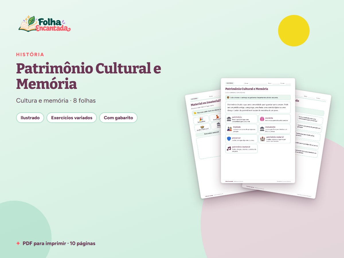 Capa da atividade Patrimônio Cultural e Memória