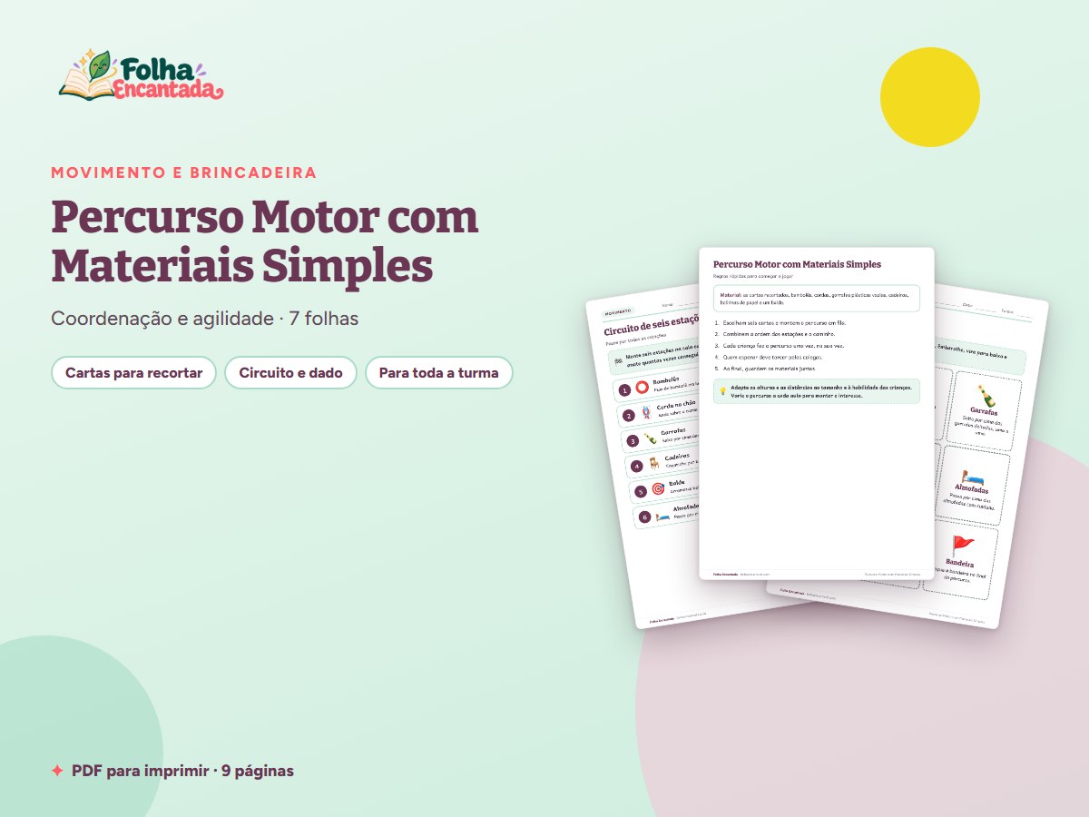 Capa da atividade Percurso Motor com Materiais Simples