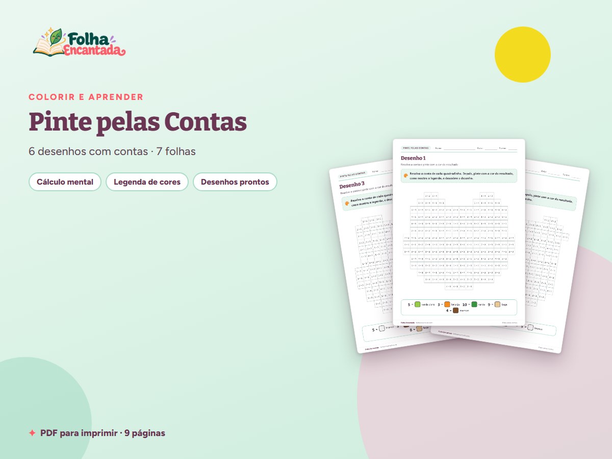 Capa da atividade Pinte pelas Contas: Adição até 10