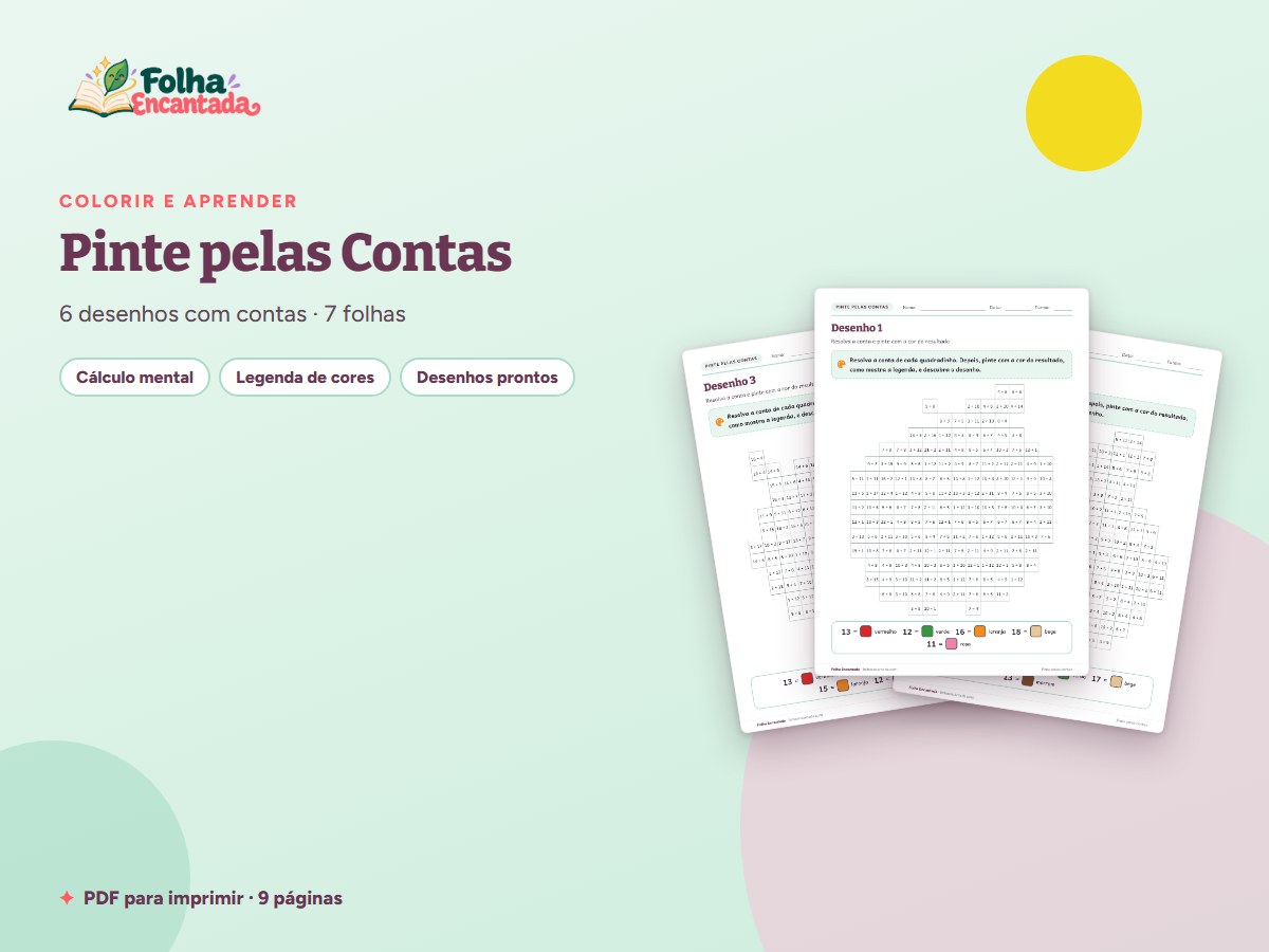 Capa da atividade Pinte pelas Contas: Adição até 20