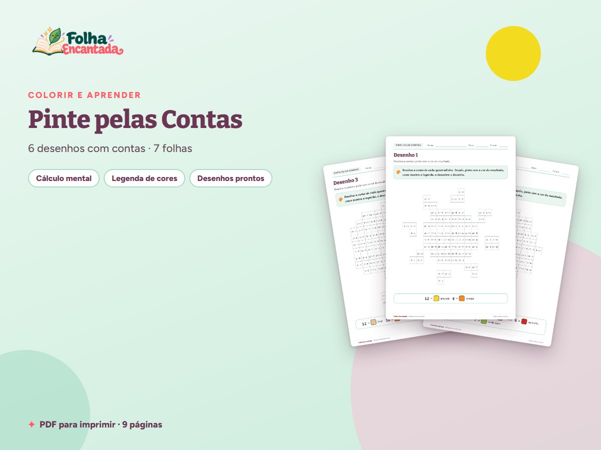 Capa da atividade Pinte pelas Contas: Somar e Subtrair