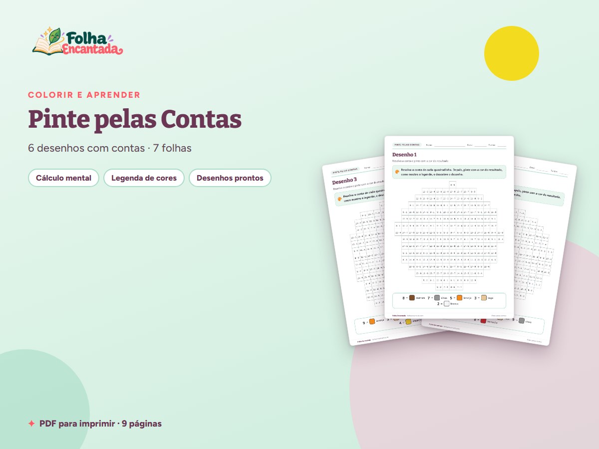 Capa da atividade Pinte pelas Contas: Subtração