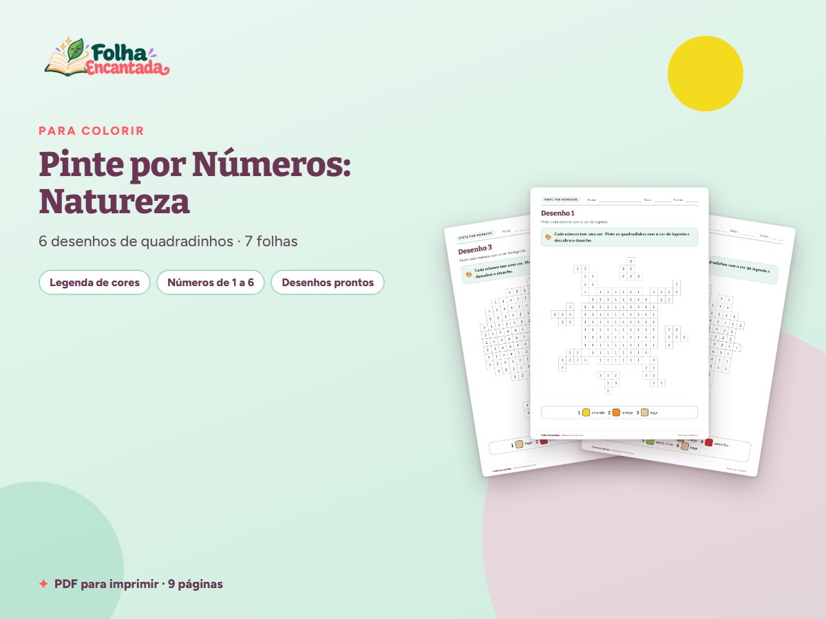 Capa da atividade Pinte por Números: Natureza