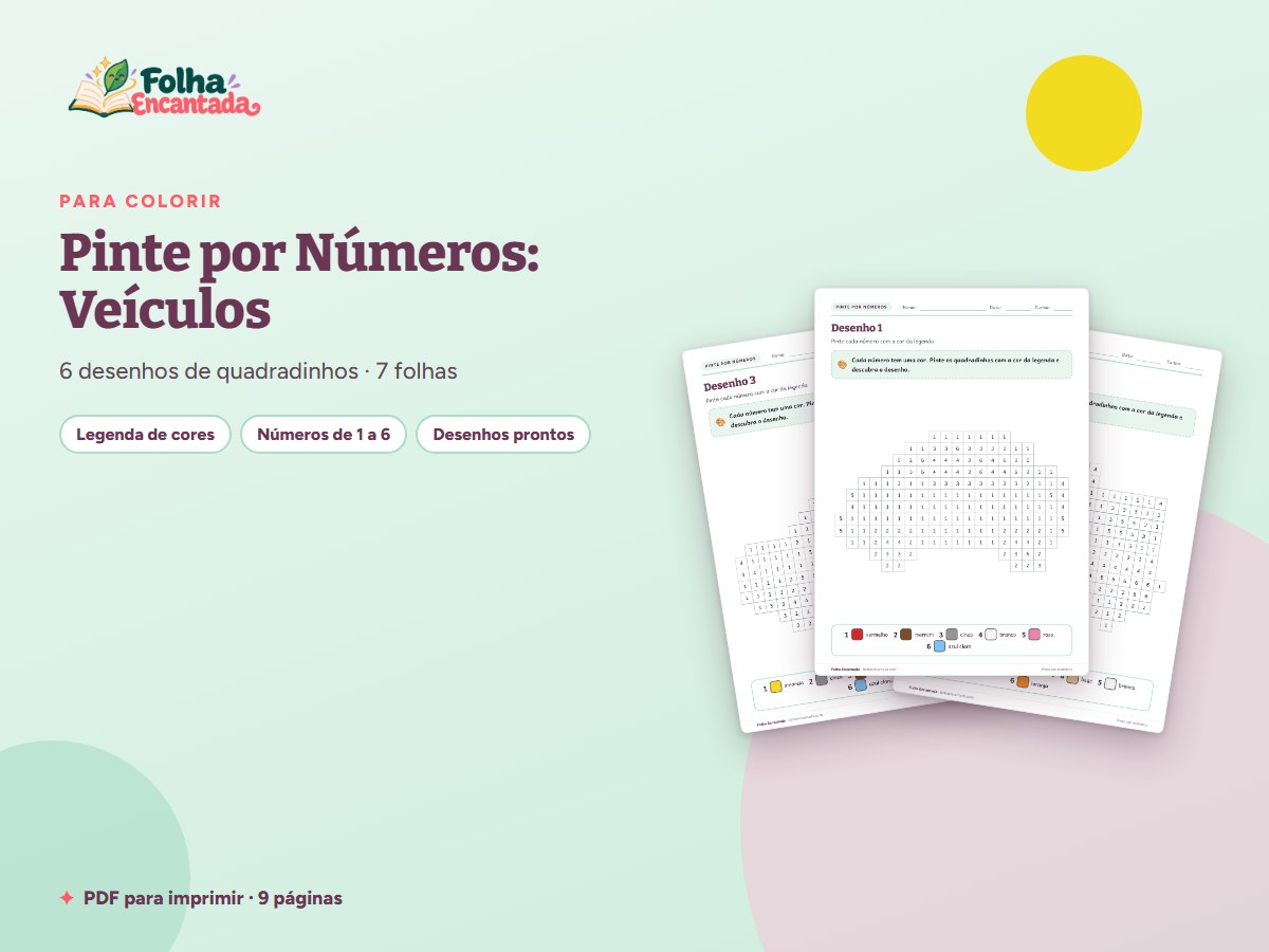 Capa da atividade Pinte por Números: Veículos
