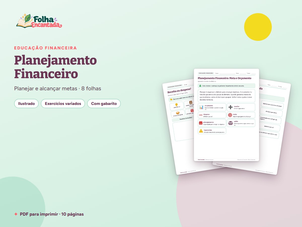 Capa da atividade Planejamento Financeiro: Meta e Orçamento