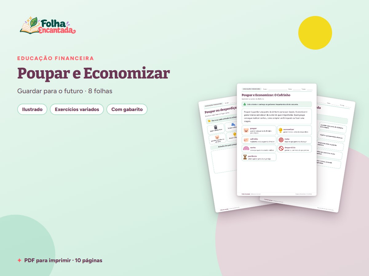 Capa da atividade Poupar e Economizar: O Cofrinho