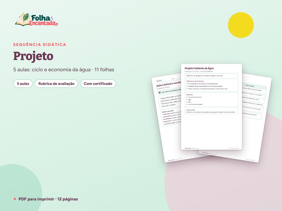 Capa da atividade Projeto: Cuidando da Água